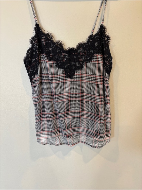 Abercrombie & Fitch Tops - Abercrombie & Fitch Black Lace Trim Plaid Cami Top